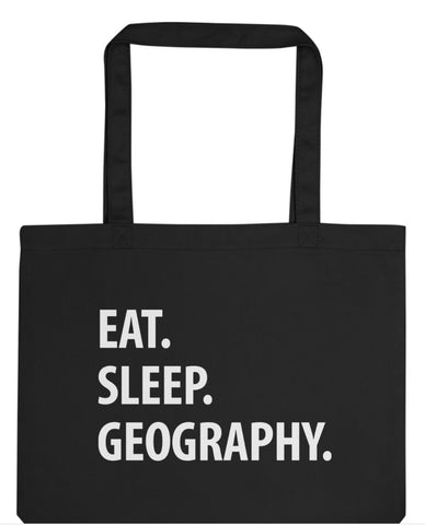 Eat Sleep Geography Tote Bag | Long Handle Bags - 1049-WaryaTshirts