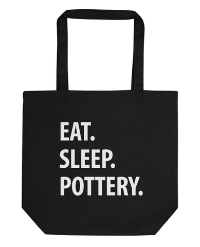 Eat Sleep Pottery Tote Bag | Short / Long Handle Bags-WaryaTshirts