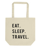 Eat Sleep Travel Tote Bag | Short / Long Handle Bags-WaryaTshirts