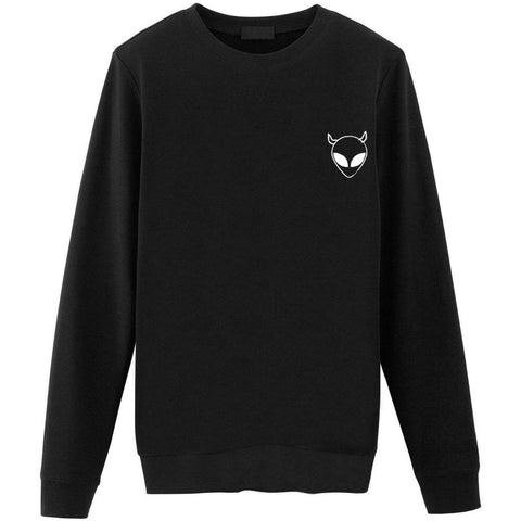 Satan Alien Sweater Skull Pocket Print-WaryaTshirts