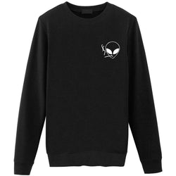 Smoking Alien Sweater Skull Pocket Print-WaryaTshirts