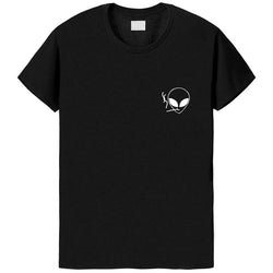 Smoking Alien T-Shirt Skull Pocket Print-WaryaTshirts