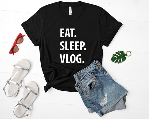 Vlogging Shirt, Vlog shirt, Eat Sleep Vlog Shirt Mens Womens Gifts - 1306-WaryaTshirts
