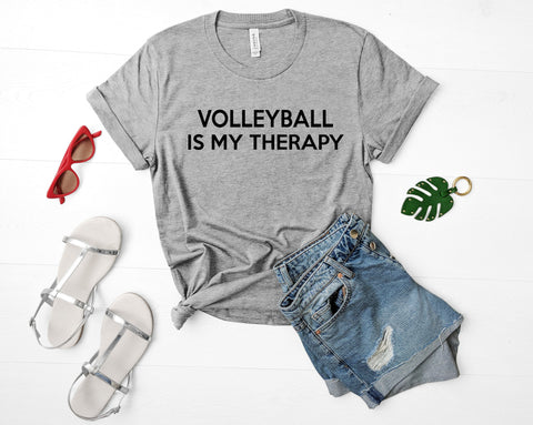Volleyball Shirt, Volleyball is my therapy t shirt Mens Womens Tshirt-WaryaTshirts