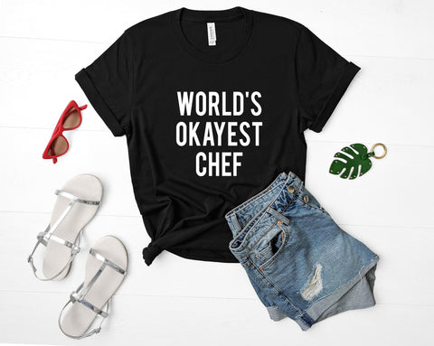 World's Okayest Chef T-Shirt Mens Womens-WaryaTshirts