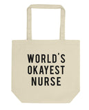 World's Okayest Nurse Tote Bag | Short / Long Handle Bags-WaryaTshirts