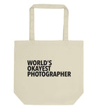 World's Okayest Photographer Tote Bag | Short / Long Handle Bags-WaryaTshirts